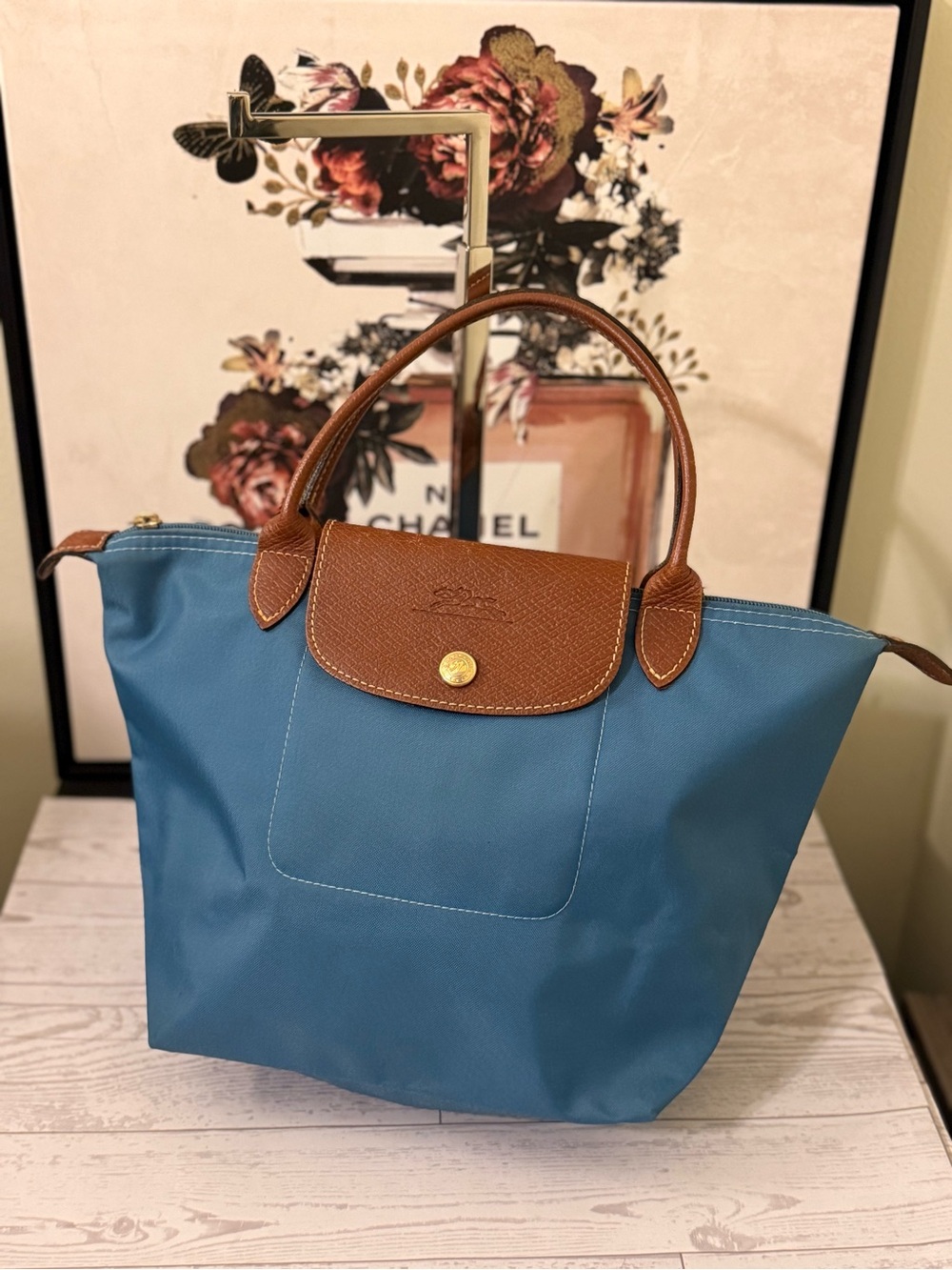 Longchamp Le Pliage Small Handbag Top Handle - Peacock Teal Blue